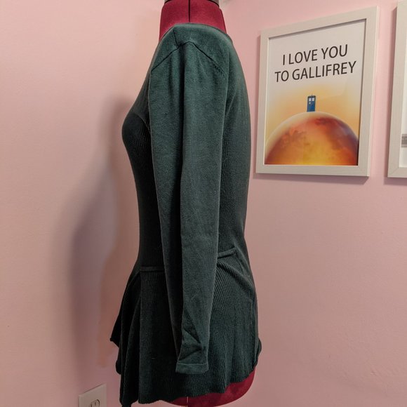 Forest Green Peplum Top - Picture 3 of 6